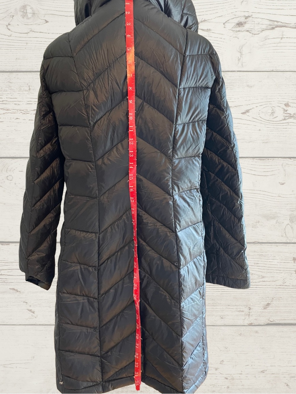 NWOT CALVIN KLEIN Women's M Black Down Chevron Long Puffer Coat No Pack Bag - Picture 9 of 17
